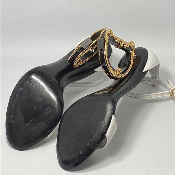 Dolce&Gabbana Game Day DG Leather Baroque-Heel Sandals size 38.5 - Picture 14 of 15